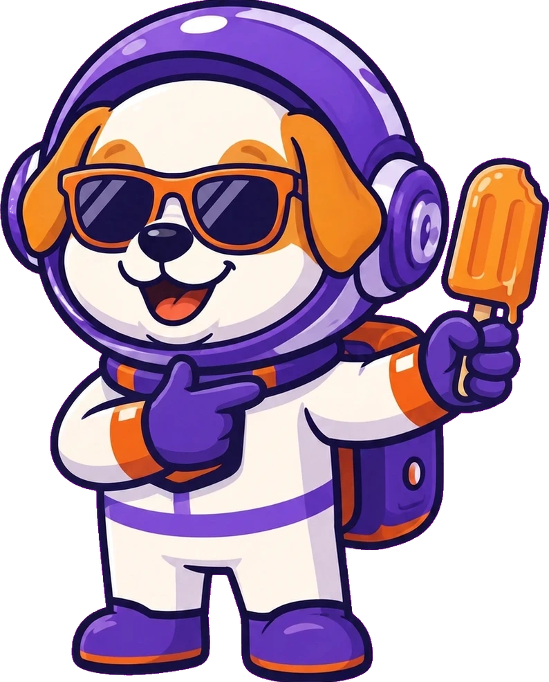 Coach Max in sunglasses holding an ice lolly and pointing at the sign-up buttons